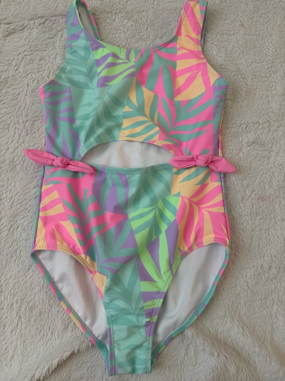 Bmagical By Btween Girls Palm Leaf Multi Color One Piece Swim Suit Size 12
New